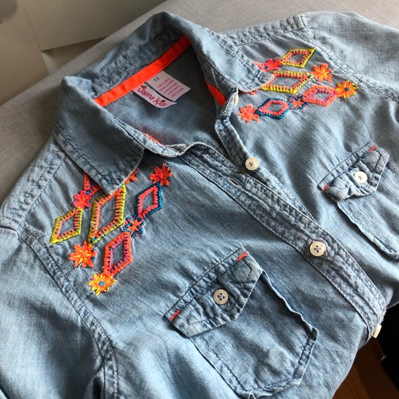 Japana kids Other - Girls Embroidered Chambray Top